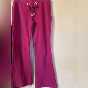 Tory Burch Magenta Drawstring Fleece Flare Sweatpants